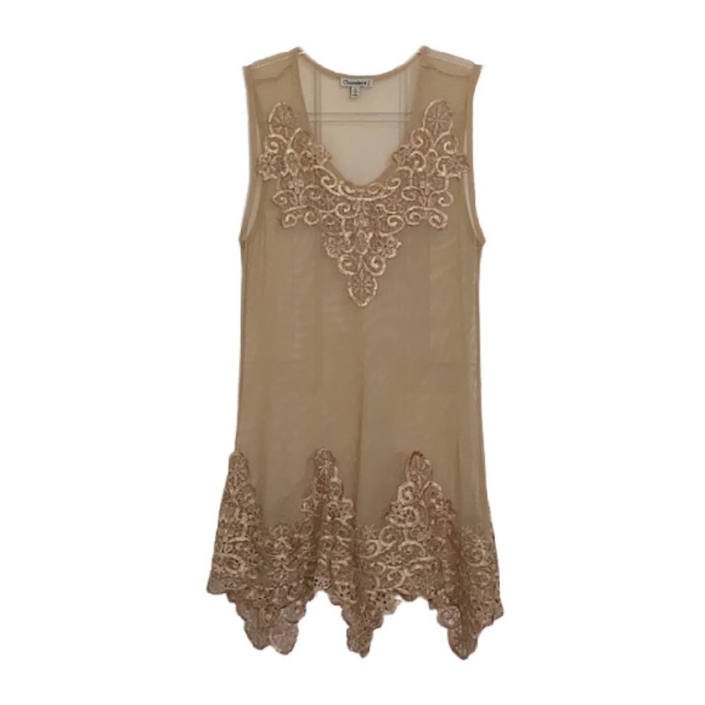 Chocolate USA Sheer Mesh Swim Cover-Up Tank Dress